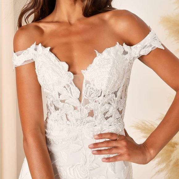 Precious Romance White Embroidered Off-the-Shoulder Maxi Dress - Picture 5 of 11